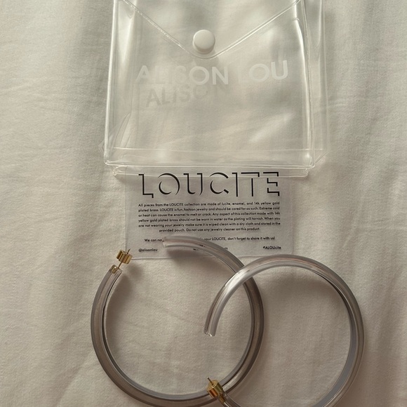 ALISON LOU, LOUCITE Collection, Hoop Earrings, Grey, Large, Brand New - Picture 7 of 7